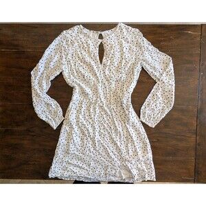 Abercrombie & Fitch Dress S Long Sleeve White Black Polka Dot Mini Viscose